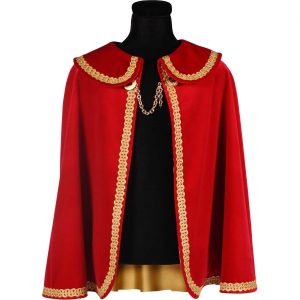 Edeldame Edelherr Cape kurz für Prinzen Könige Prinzessinnen Königginnen aus Samt Deluxe rot-gold