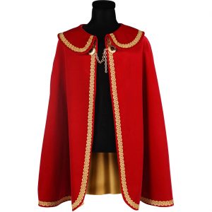 Edeldame Edelherr Cape halblang für Prinzen Könige Prinzessinnen Königginnen aus Samt Deluxe rot-gold