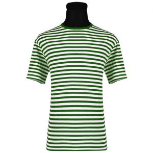 Ringelshirt kurzarm T-Shirt gestreift Deluxe zweifarbig grün-weiß