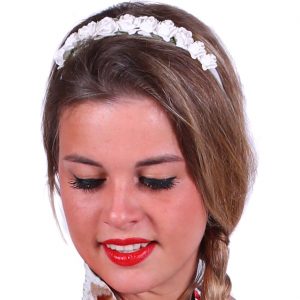 Trachten / Blumen Haarreif mit Blumen Deluxe Dirndlhaarreif Selina weiß