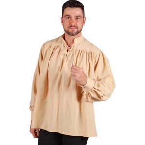 Mittelalterliches / Piraten Hemd Bluse vorne geschnürt hellbeige Ecru creme