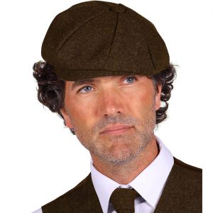 20er Jahre Charleston Gentleman Schiebermütze Ballonmütze Wollstoffoptik braun