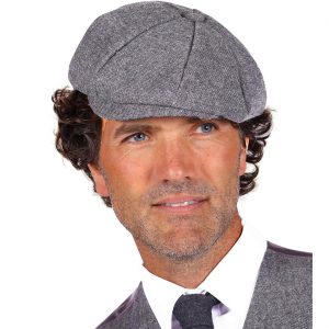 20er Jahre Charleston Gentleman Schiebermütze Ballonmütze Wollstoffoptik hellgrau