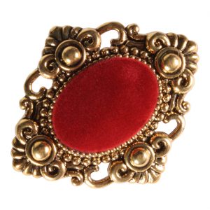 Edelhistorische / Uniform Brosche Hutanstecker Hut Pin mit Samt in Rautenform Superdeluxe gold-rot