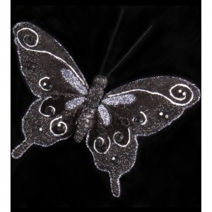 Insekt Schmetterling Brosche gestickter Deko Textilschmetterling schwarz