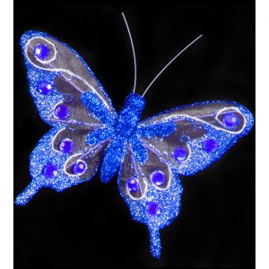Insekt Schmetterling Brosche gestickter Deko Textilschmetterling blau