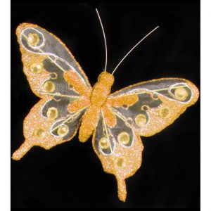 Insekt Schmetterling Brosche gestickter Deko Textilschmetterling gold