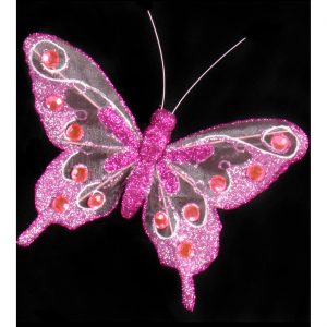 Insekt Schmetterling Brosche gestickter Deko Textilschmetterling pink