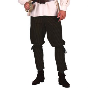 Mittelalterlicher Herr / Pirat Hose lang an der Wade geschnürt Deluxe schwarz
