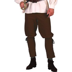 Mittelalterlicher Herr / Pirat Hose lang an der Wade geschnürt Deluxe braun