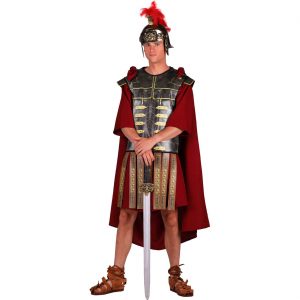 Gladiator Spartaner Kostüm Tunika kurz Superdeluxe Römer Julius Cäsar dunkelrot-braun