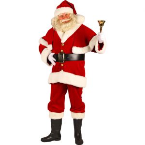 Weihnachtsmann Nikolaus Kostüm Anzug mit Capekragen Samt und Plüsch Superdeluxe rot-weiß