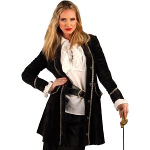 Mittelalterliche Dame / Piratin Jacke Gehrock Bad Betty superdeluxe schwarz