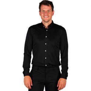 Hemd Bluse Basic Hemd zB für 70er Jahre Topqualität einfarbig schwarz