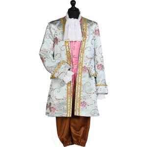 Edelherr Rokoko Kostüm Anzug halblang Marquis AIGREMENT Superdeluxe hellblau-rosa