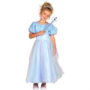 Eisprinzessin Kinderkostüm Kleid lang mit viel Tüll und Pailletten EMMA hellblau