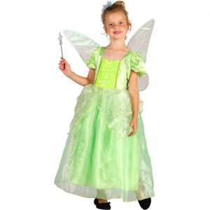 Elfe kleine Fee Kinderkostüm Kleid kurz mit Glitzer und Flügeln WALDKÖNIGIN hellgrün