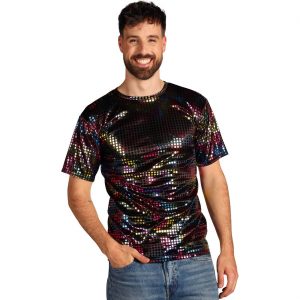 Show Disco T-Shirt kurzarm mit Pailletten Deluxe schwarz-bunt