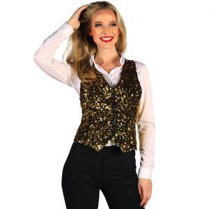 Show Pailletten Weste WEST END superdeluxe für Damen gold-schwarz