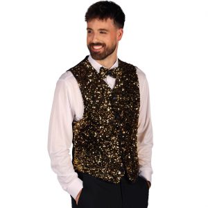 Show Pailletten Weste WEST END superdeluxe für Herren gold-schwarz