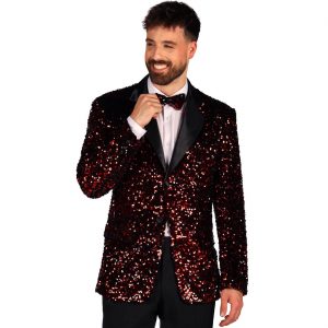 Show Pailletten Jacke Jackett Sakko SHOWSTAR superdeluxe für Herren rot-schwarz