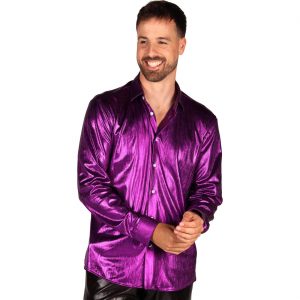 Show Disco Hemd Bluse Herren Schnitt Shining Star metallic lila