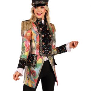 Edeldame / Zirkusdompteurin Jacke mit Papageien und Pailletten COLOR BIRDS bunt-gold