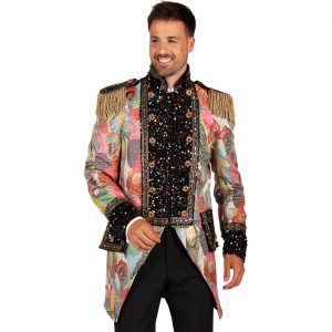 Edelherr / Zirkusdompteur Jacke mit Papageien und Pailletten COLOR BIRDS bunt-gold