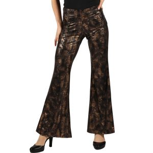 Show Lady / Schlange Schlaghose lang mit Schlangen Druck SNAKESKIN schwarz-gold