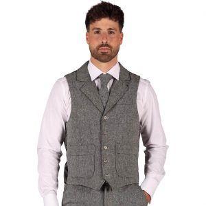 20er Jahre Charleston Gentleman Weste Wollstoffoptik TOMMY hellgrau