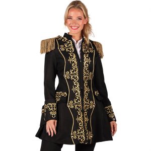 Edeldame / Piratin Jacke mit edlen Stickereien EMBROIDERED STAR schwarz-gold