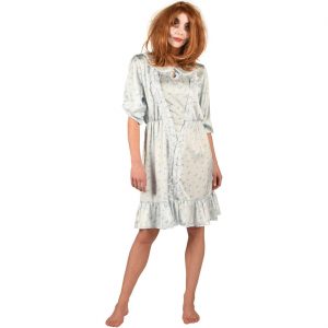 Horror Exorzismus Kostüm Kleid halblang Nachthemd weiß-hellblau