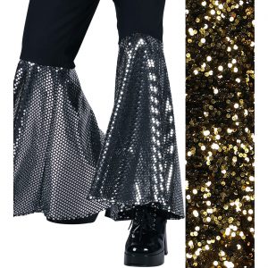 Show Disco Hosenschläge+Stirnband+Gürtel Set superdeluxe STARLIGHT gold-schwarz