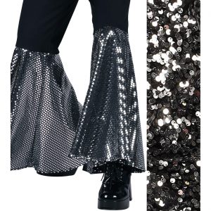 Show Disco Hosenschläge+Stirnband+Gürtel Set superdeluxe STARLIGHT silber-schwarz