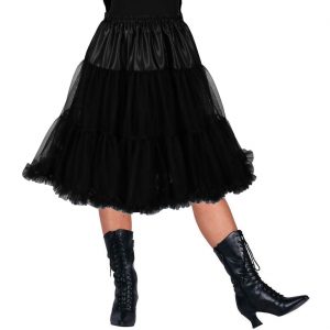 Rock Petticoat halblang 55cm SHOWGIRL mit Unterrock einfarbig schwarz