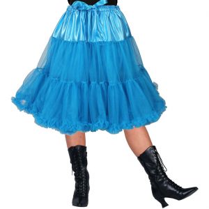 Rock Petticoat halblang 55cm SHOWGIRL mit Unterrock einfarbig neonblau
