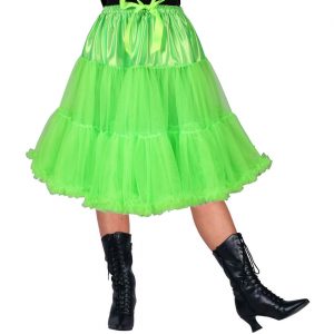 Rock Petticoat halblang 55cm SHOWGIRL mit Unterrock einfarbig neongrün