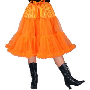 Rock Petticoat halblang 55cm SHOWGIRL mit Unterrock einfarbig neonorange