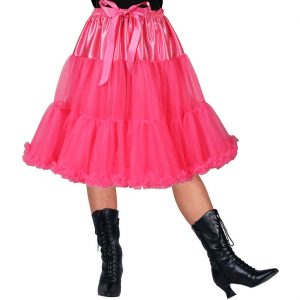 Rock Petticoat halblang 55cm SHOWGIRL mit Unterrock einfarbig neonpink