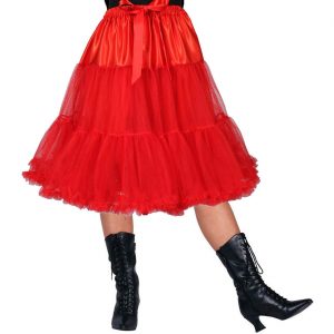 Rock Petticoat halblang 55cm SHOWGIRL mit Unterrock einfarbig rot