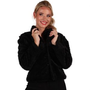 Superstars Pimp Jacke aus Plüsch Pelzjacke für verschiedene Themen POPULAIR schwarz