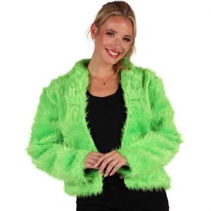 Superstars Pimp Jacke aus Plüsch Pelzjacke für verschiedene Themen POPULAIR neongrün