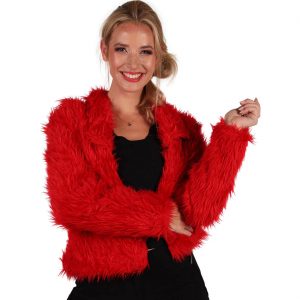 Superstars Pimp Jacke aus Plüsch Pelzjacke für verschiedene Themen POPULAIR rot