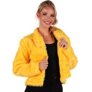 Superstars Pimp Jacke aus Plüsch Pelzjacke für verschiedene Themen POPULAIR gelb