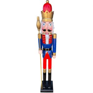 Nussknacker Weihnachts Deko Standfigur Superdeluxe aus Holz 180cm blau-bunt