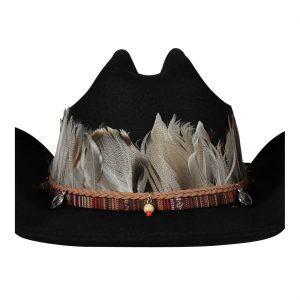 Cowgirl Cowboy / Festival Hutband / Schmuckband für Zylinder Cowboyhut Haarband Halsschmuck CHIEF braun-creme