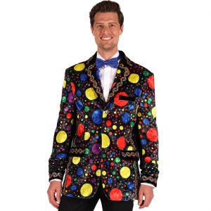 Clowndame Harlekin Jacke aus Samt mit Punkten und Rüschen 1000 STARS schwarz-bunt