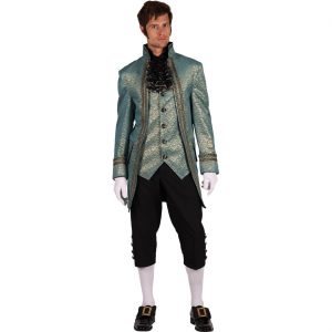 Edelherr Rokoko Kostüm Anzug halblang Superdeluxe VERSAILLES türkis-gold