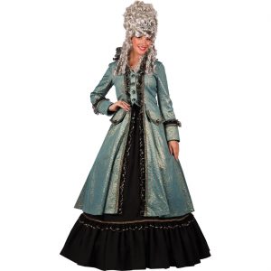 Edeldame Rokoko Kostüm Kleid lang Superdeluxe VERSAILLES türkis-gold