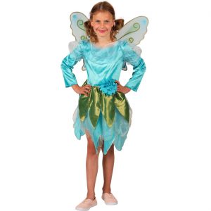 Elfe Fee Kinderkostüm Kleid kurz mit Flügeln BLUE WONDER türkis-grün